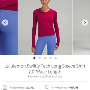 Lululemon Athletica Pomegranate Long Sleeve Top